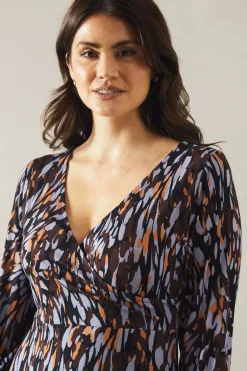 Abstract Animal Print Jersey Wrap Dress