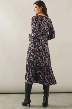 Abstract Animal Print Jersey Wrap Dress