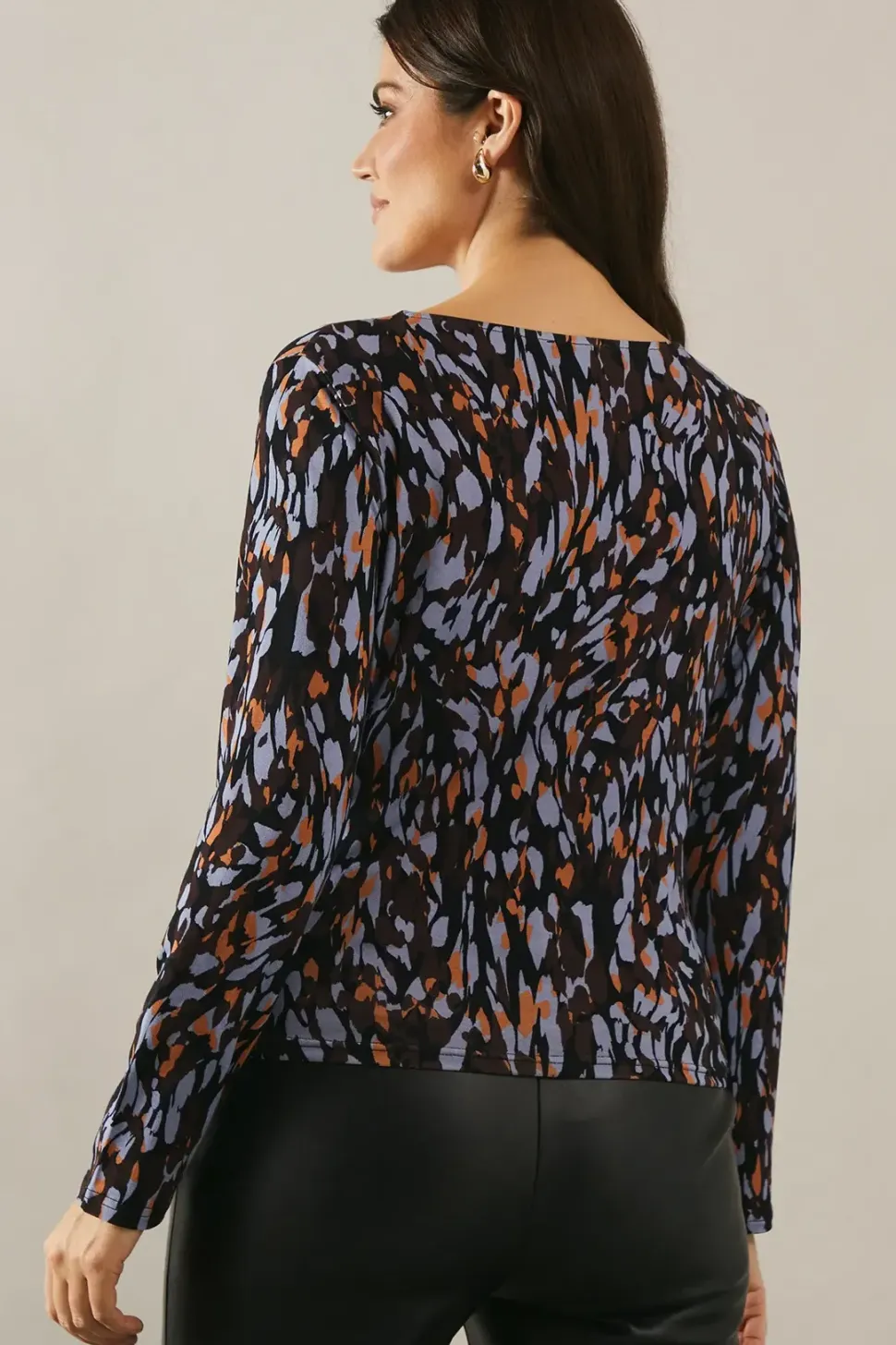Abstract Animal Print Jersey Wrap Top