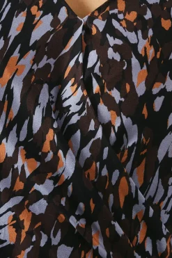 Abstract Animal Print Jersey Wrap Top