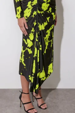 Abstract Asymmetric Ruched Dress