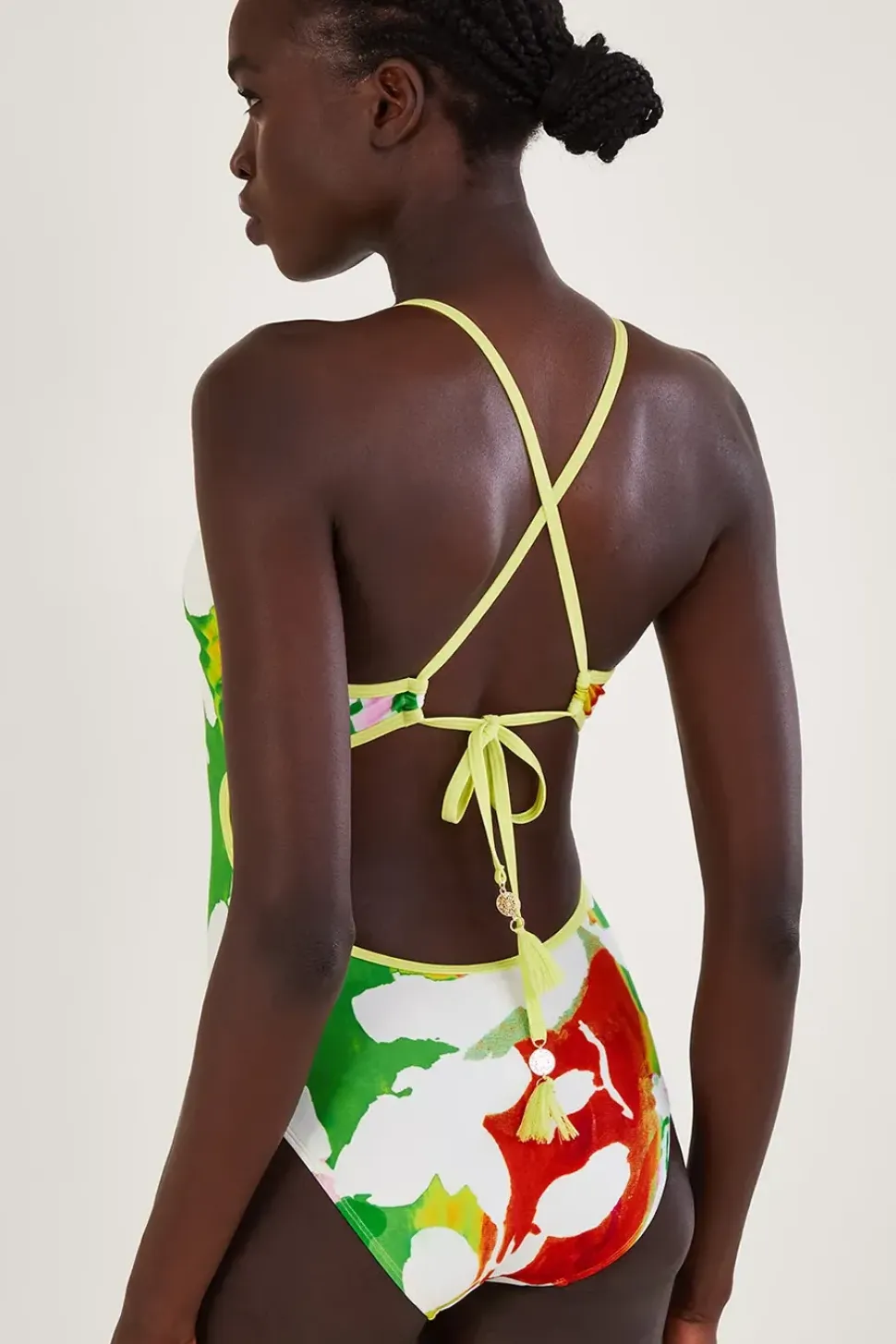 Abstract Floral Print Swimsuit with Recycled Polyester