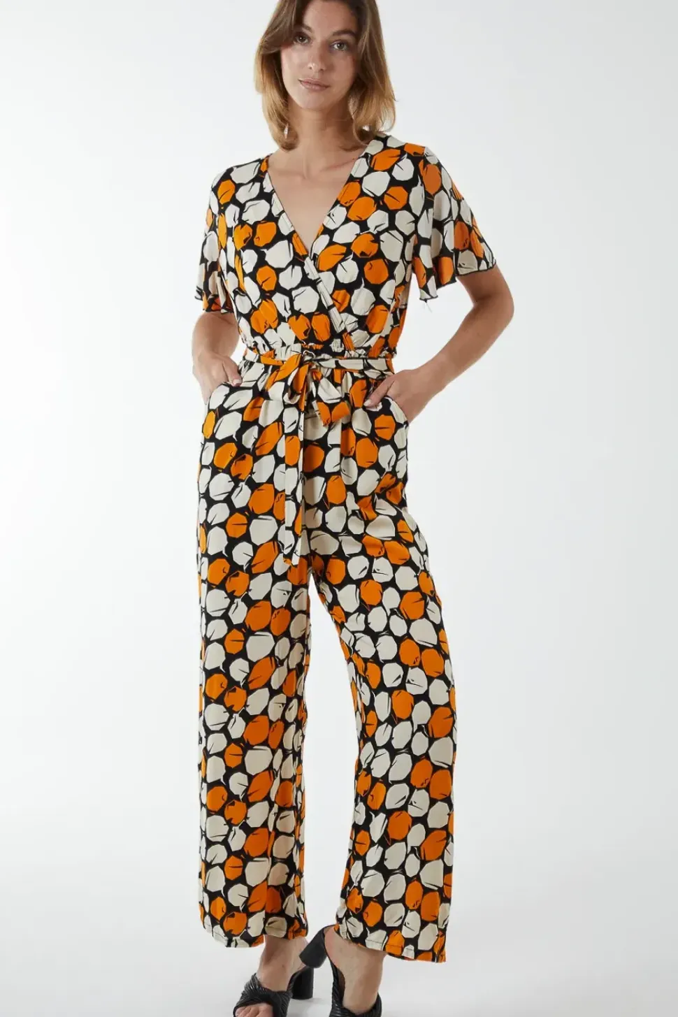 Abstract Honeycomb Cross Over Jumpsuit
