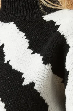 Abstract Jacqaurd Detail Crew Neck Jumper