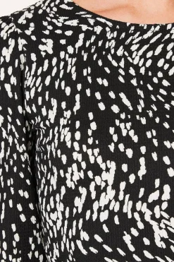 Abstract Mono Long Sleeve Mini Dress