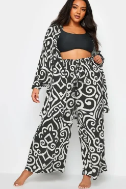 Abstract Print Crinkle Trousers