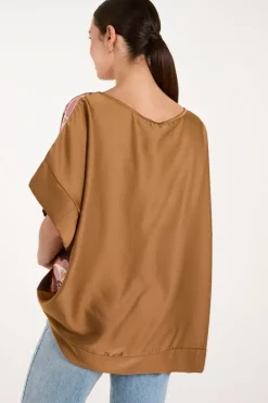 Abstract Printed Satin Printed Oversized Top