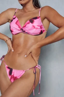Abstract Printed Twist Front Bikini Set