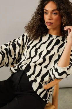 Abstract Print Elasticated Cuff Top