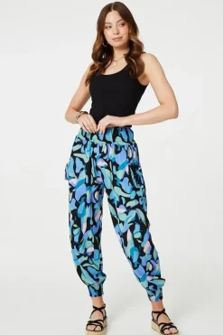 Abstract Print High Waist Harem Pants