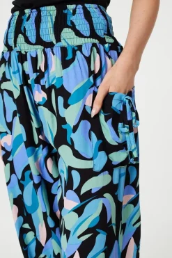 Abstract Print High Waist Harem Pants