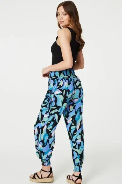 Abstract Print High Waist Harem Pants