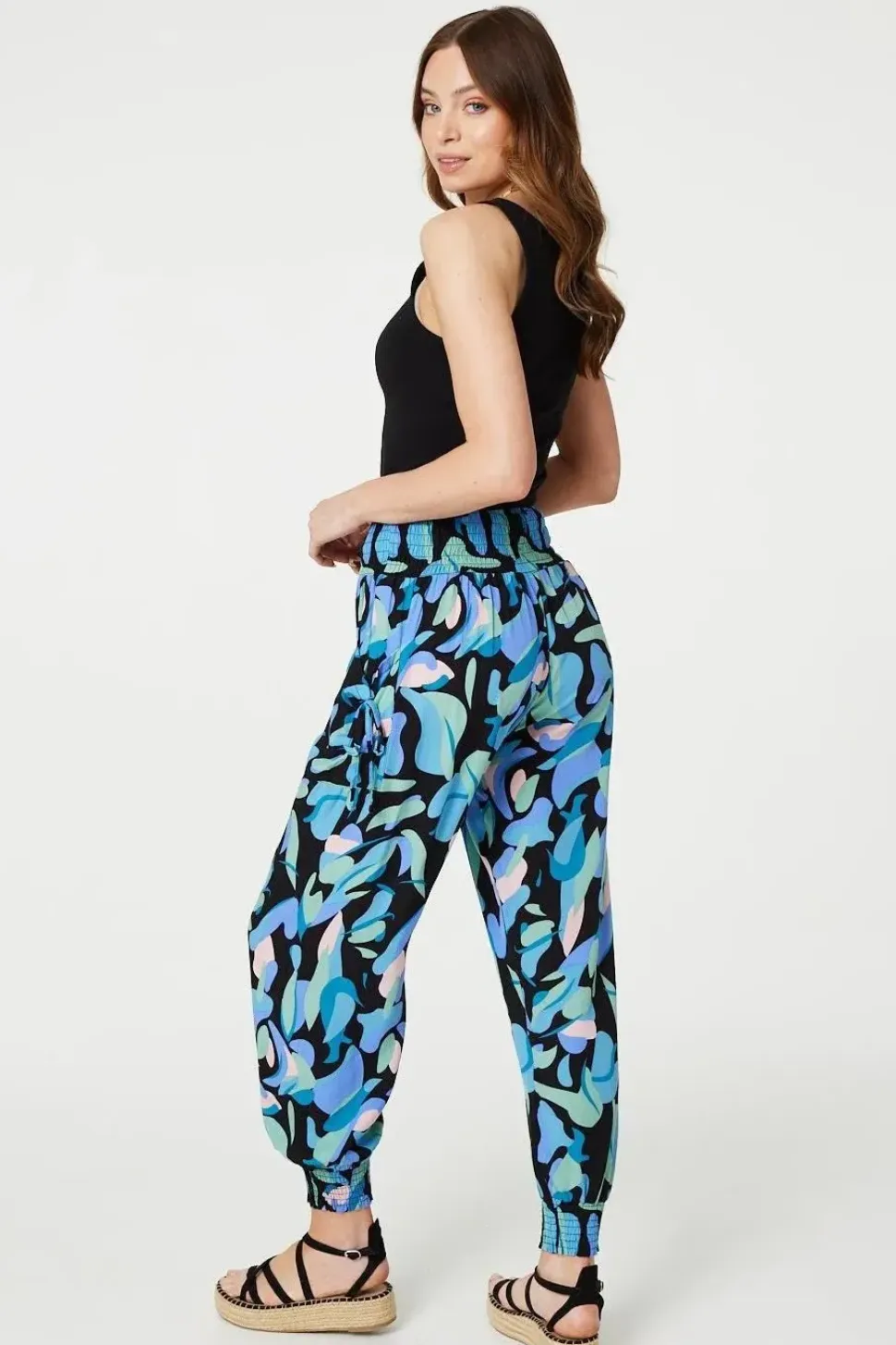 Abstract Print High Waist Harem Pants
