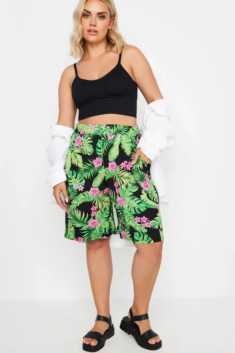 Abstract Print Jersey Pull On Shorts