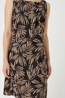 Abstract Print Linen Look Shift Dress