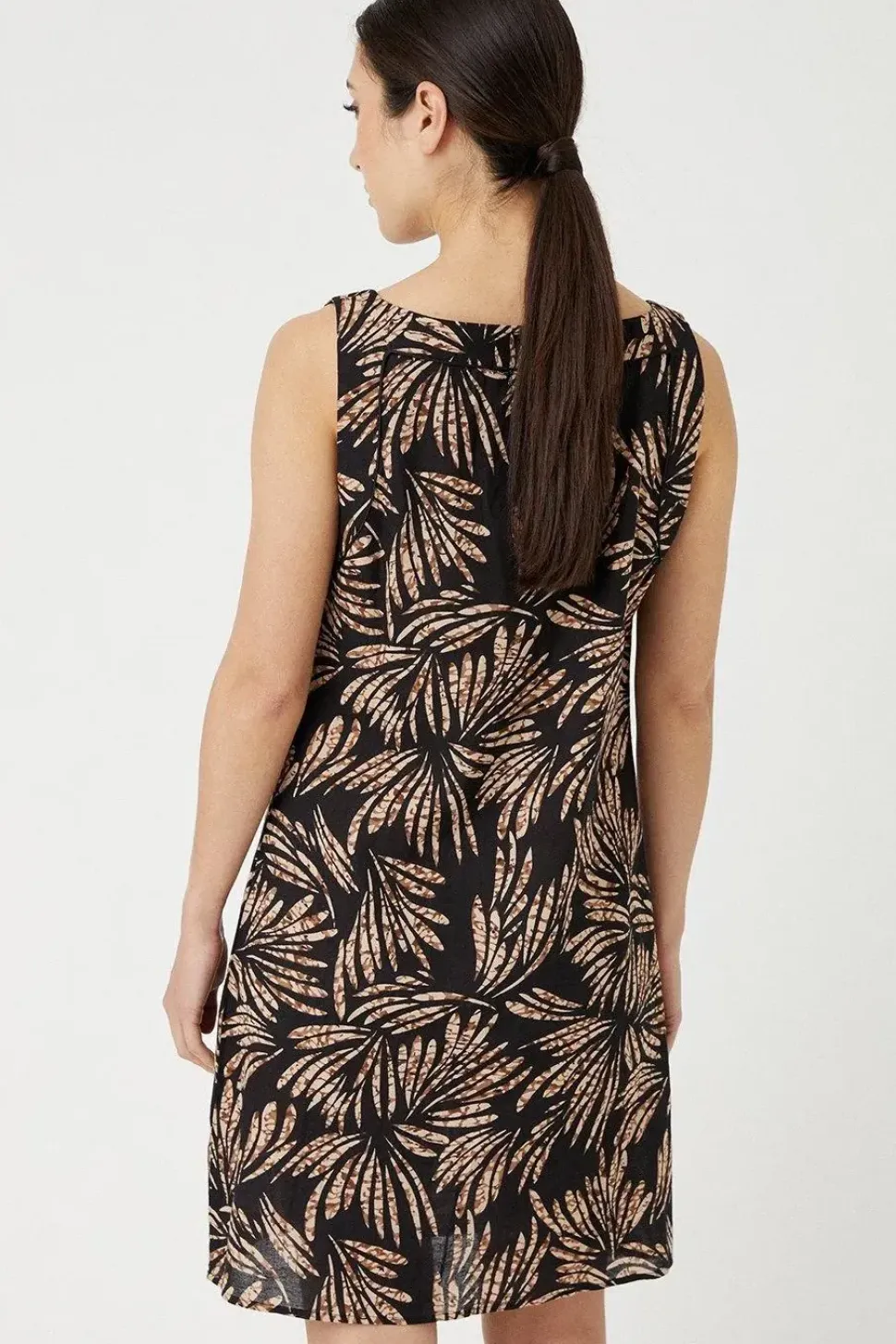 Abstract Print Linen Look Shift Dress