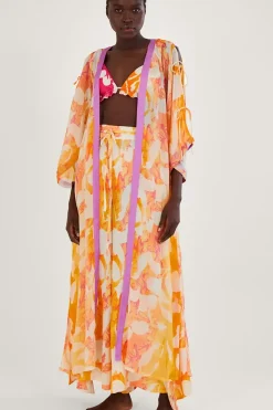Abstract Print Longline Kimono
