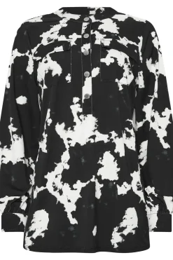 Abstract Print Military Button Shirt