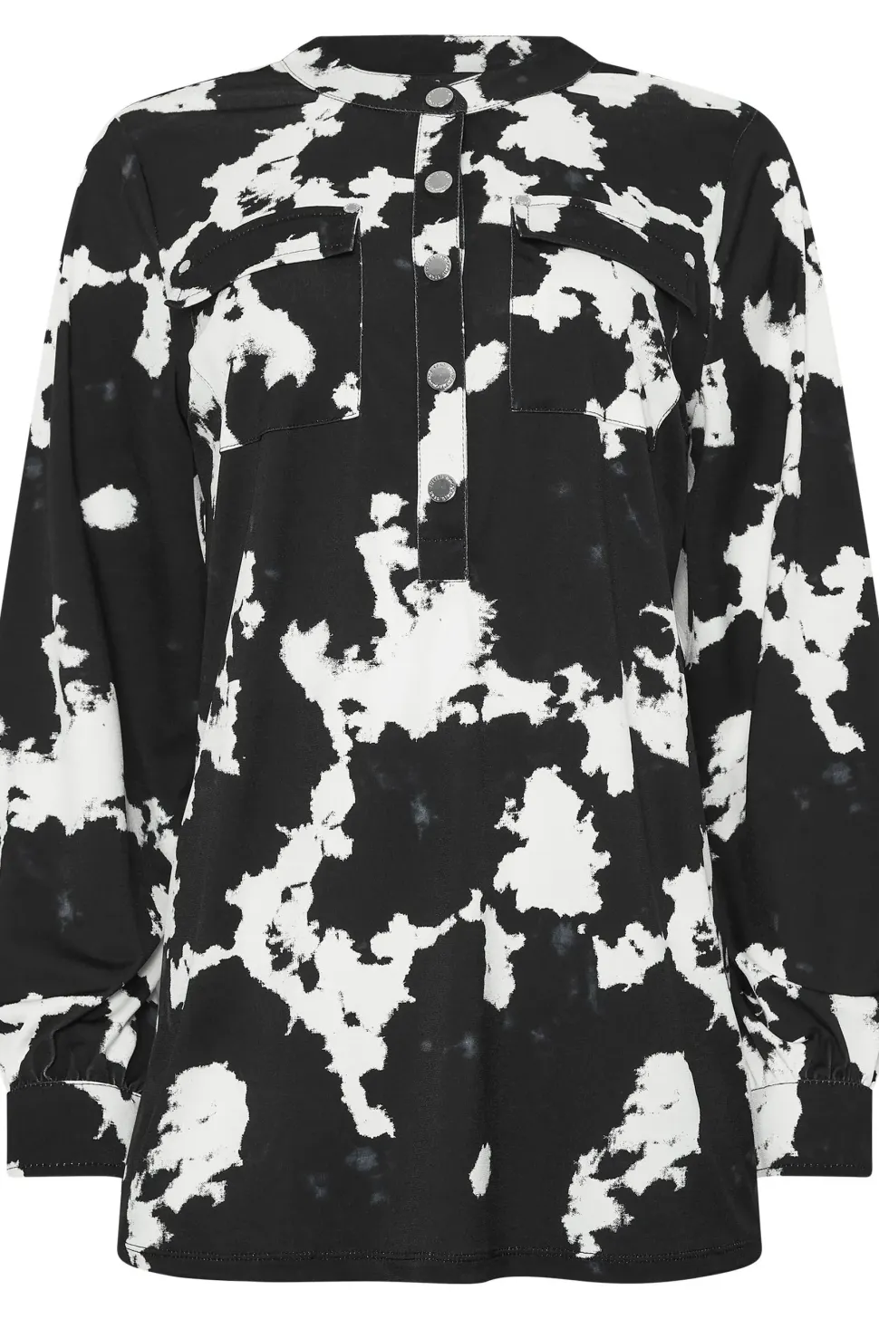 Abstract Print Military Button Shirt