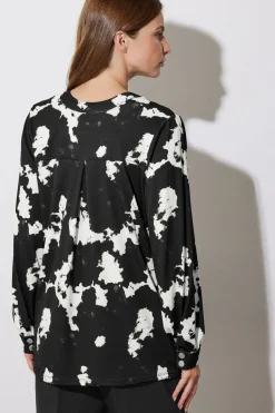Abstract Print Military Button Shirt