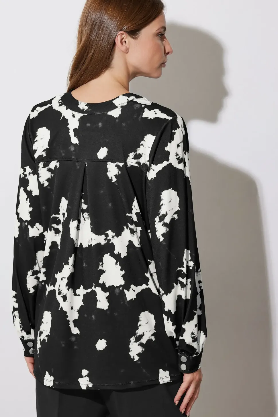 Abstract Print Military Button Shirt