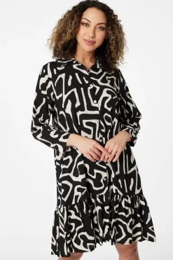 Abstract Print Mini Smock Dress