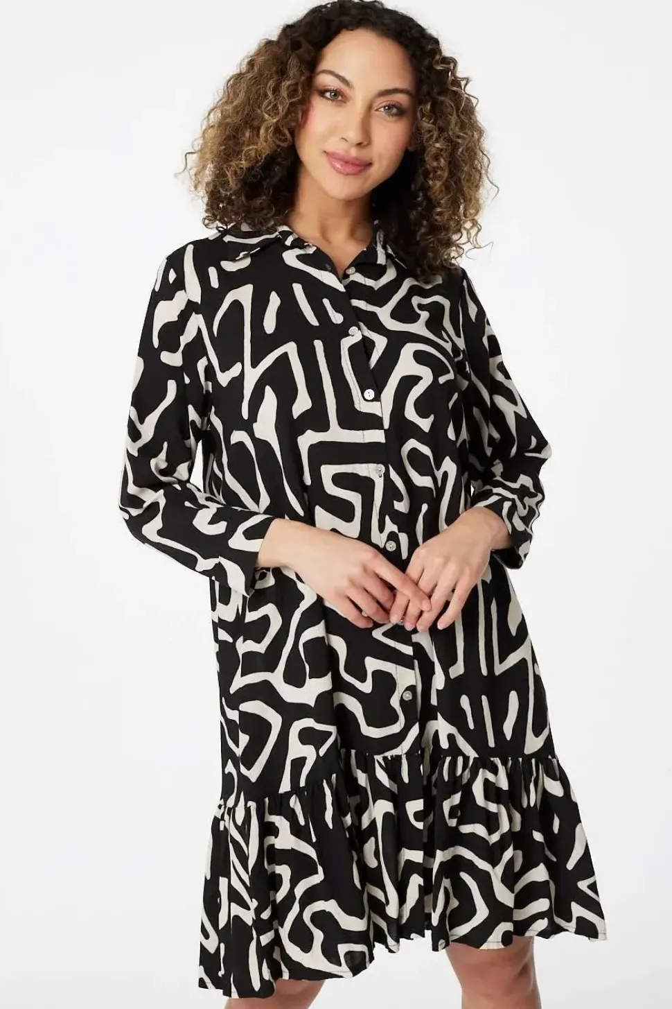 Abstract Print Mini Smock Dress