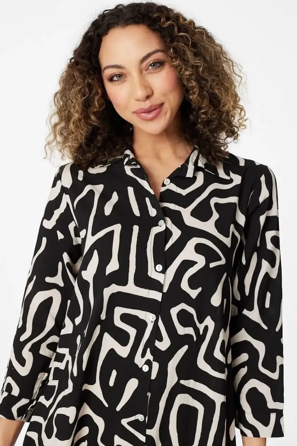 Abstract Print Mini Smock Dress