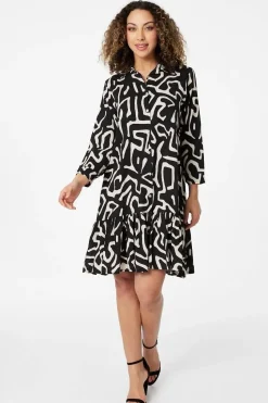 Abstract Print Mini Smock Dress