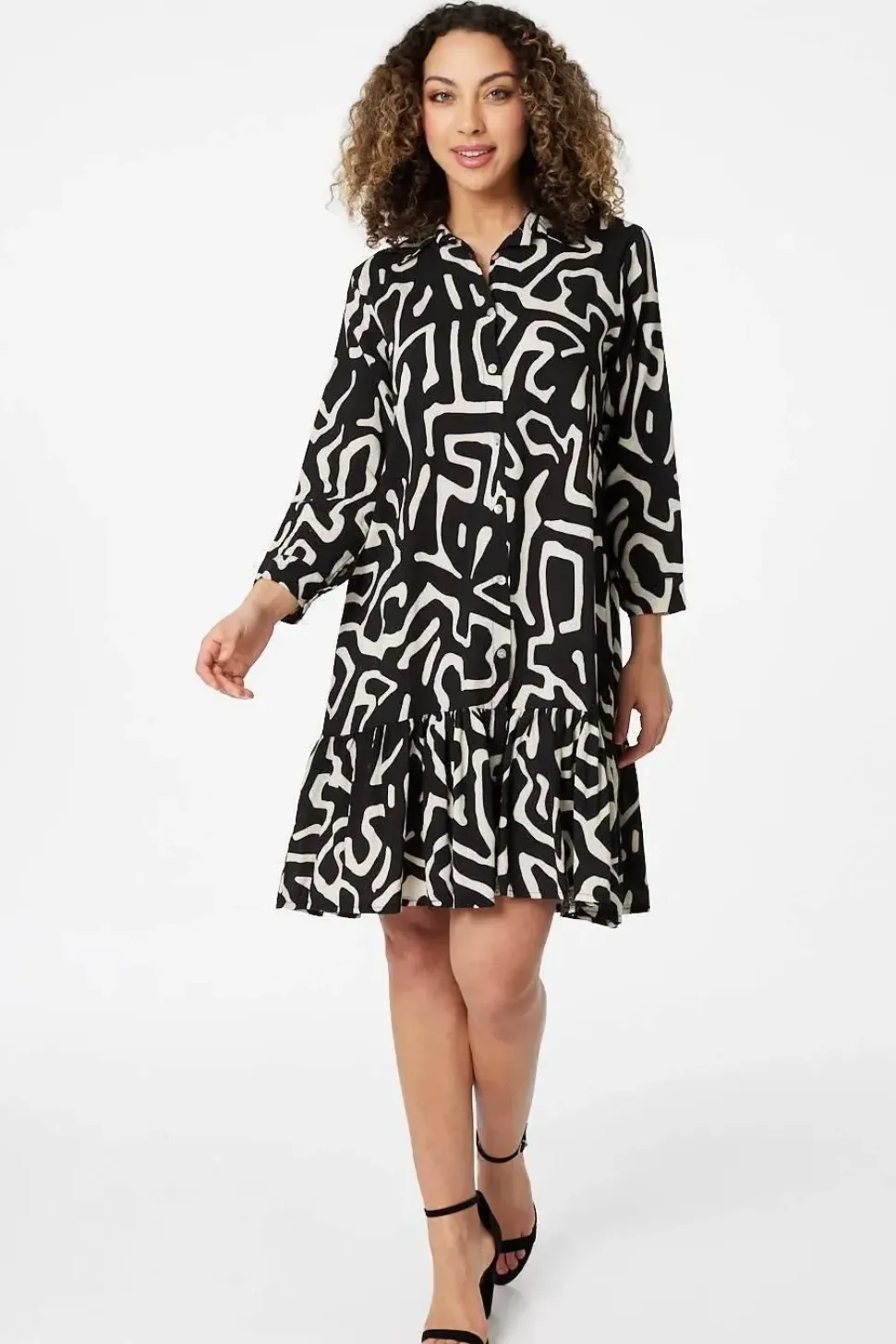 Abstract Print Mini Smock Dress