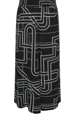 Abstract Print Shirred Wide Leg Trousers