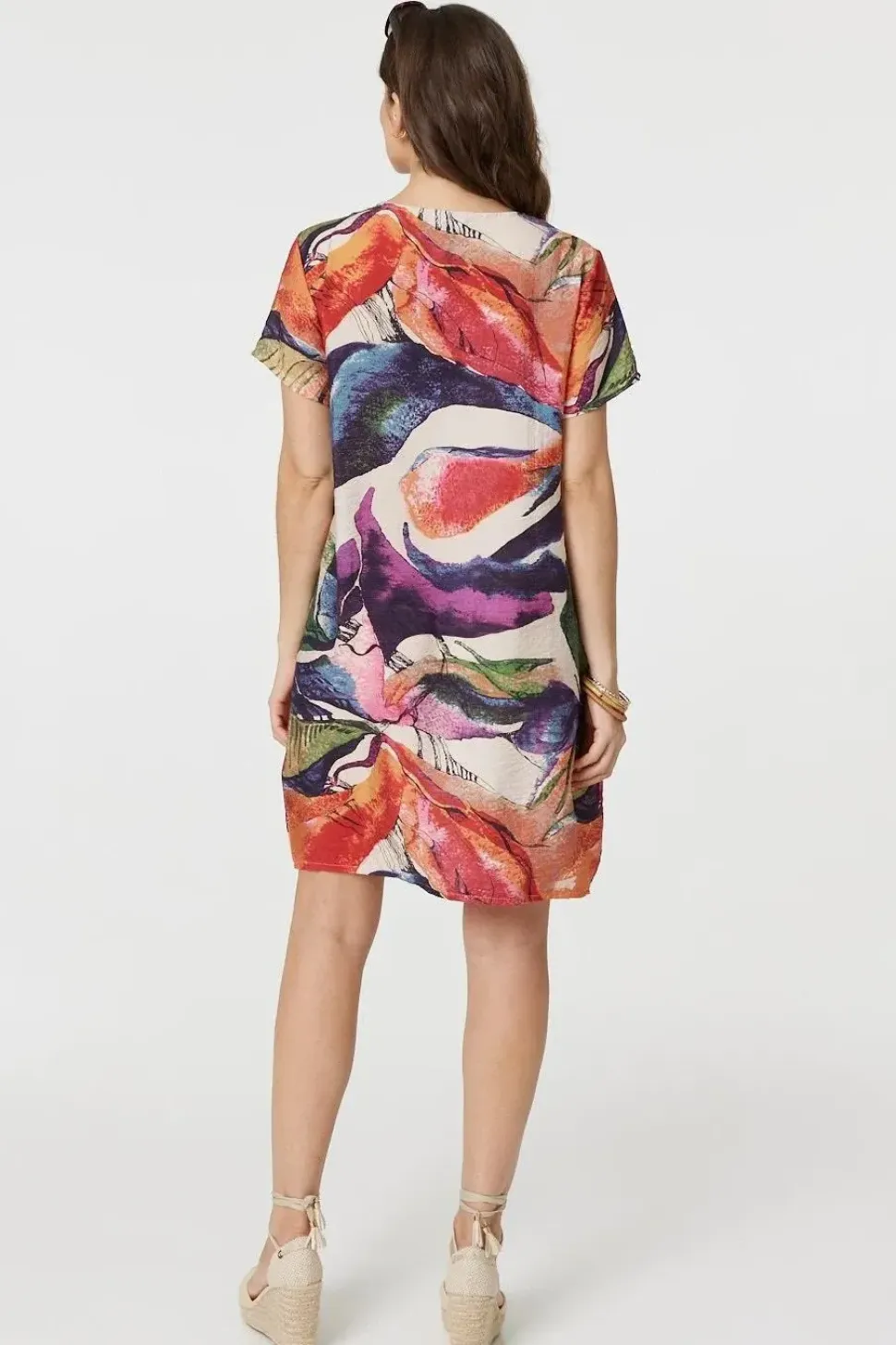 Abstract Print Short Sleeve Shift Dress