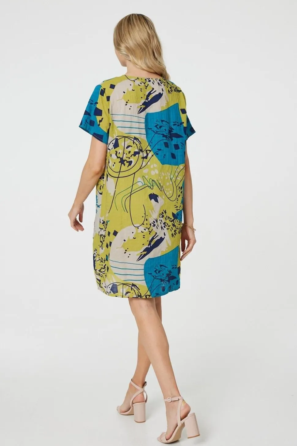 Abstract Print Short Sleeve Shift Dress