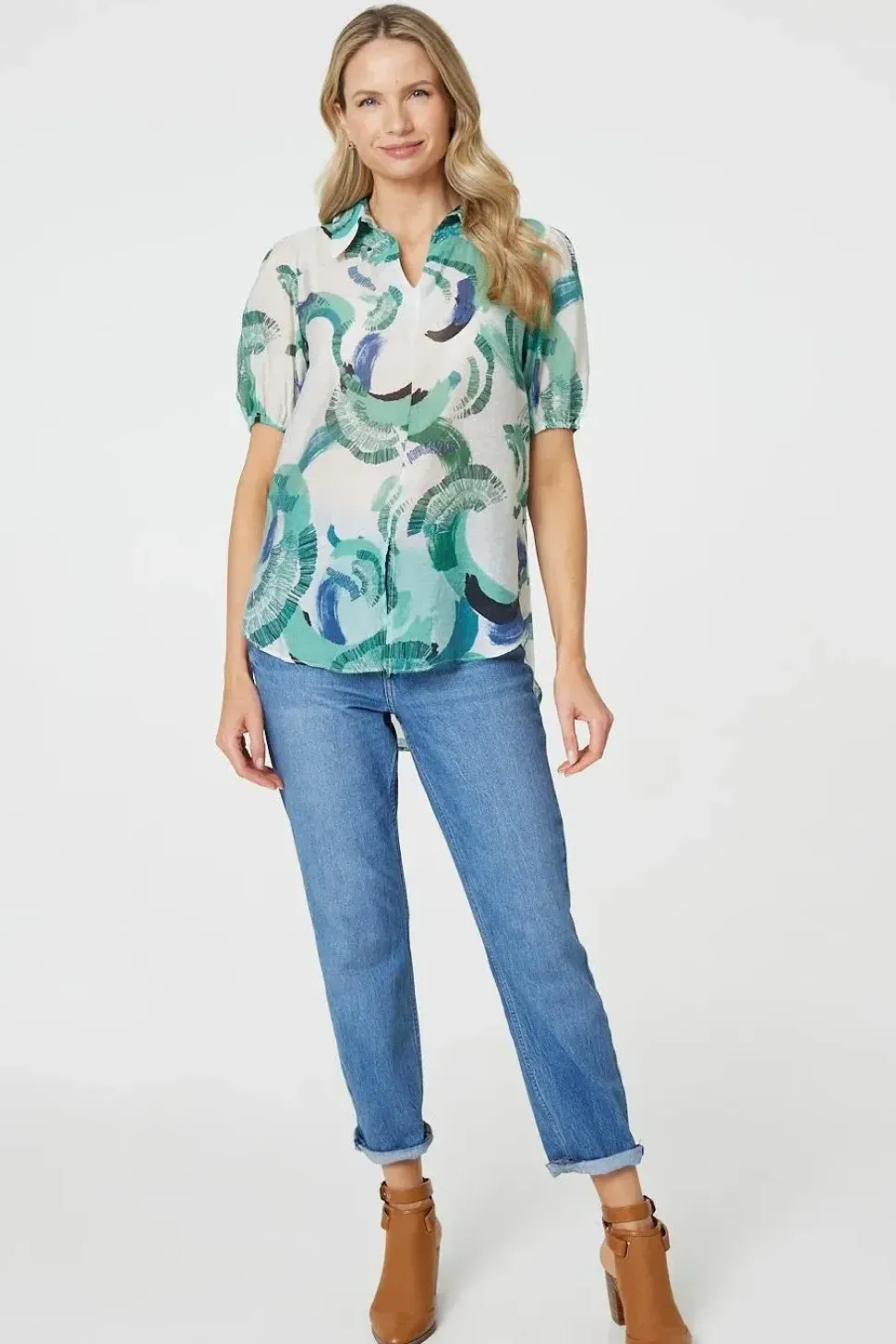 Abstract Print 1/2 Sleeve Blouse
