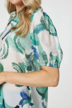Abstract Print 1/2 Sleeve Blouse