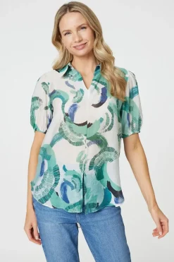 Abstract Print 1/2 Sleeve Blouse