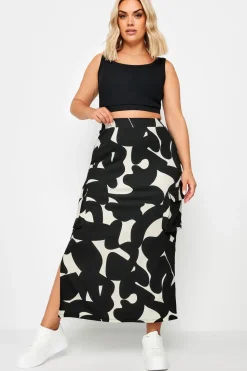 Abstract Print Textured Utility Maxi Skirt