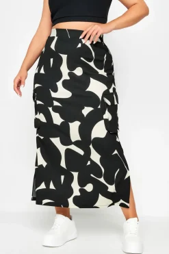 Abstract Print Textured Utility Maxi Skirt