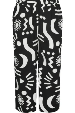 Abstract Print Wide Leg Cropped Trousers