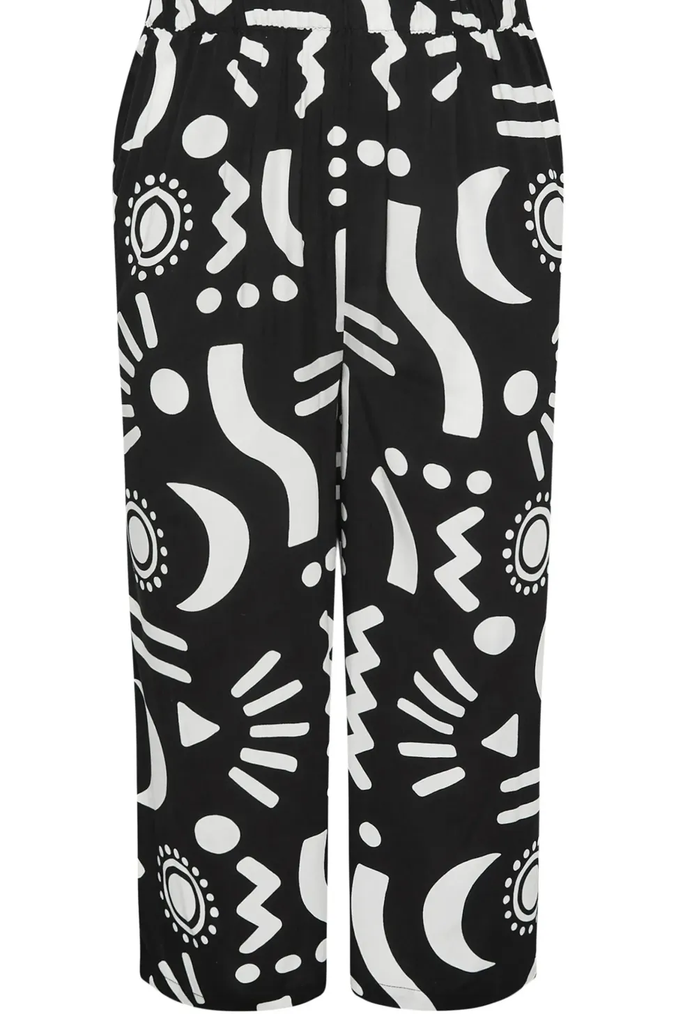 Abstract Print Wide Leg Cropped Trousers