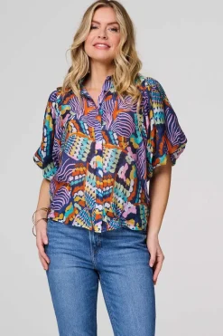 Abstract Puff 1/2 Sleeve Shirt