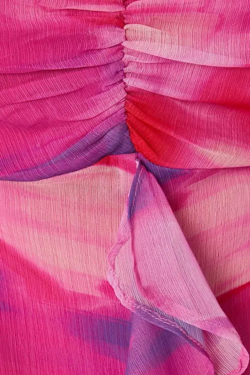 Abstract Ruffle Front Maxi Dress