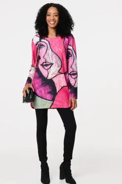 Abstract Sequin Detail Tunic Top
