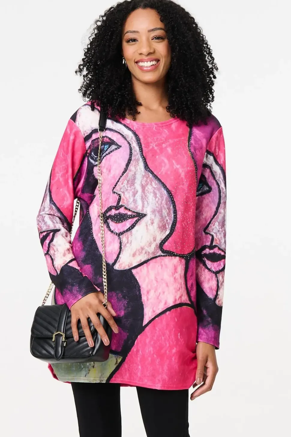 Abstract Sequin Detail Tunic Top