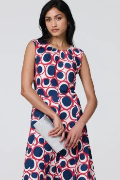 Abstract Sleeveless Knee Length Dress