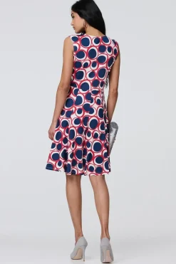 Abstract Sleeveless Knee Length Dress