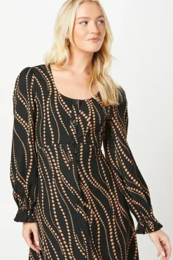 Abstract Spot Scoop Neck Shirt Dress