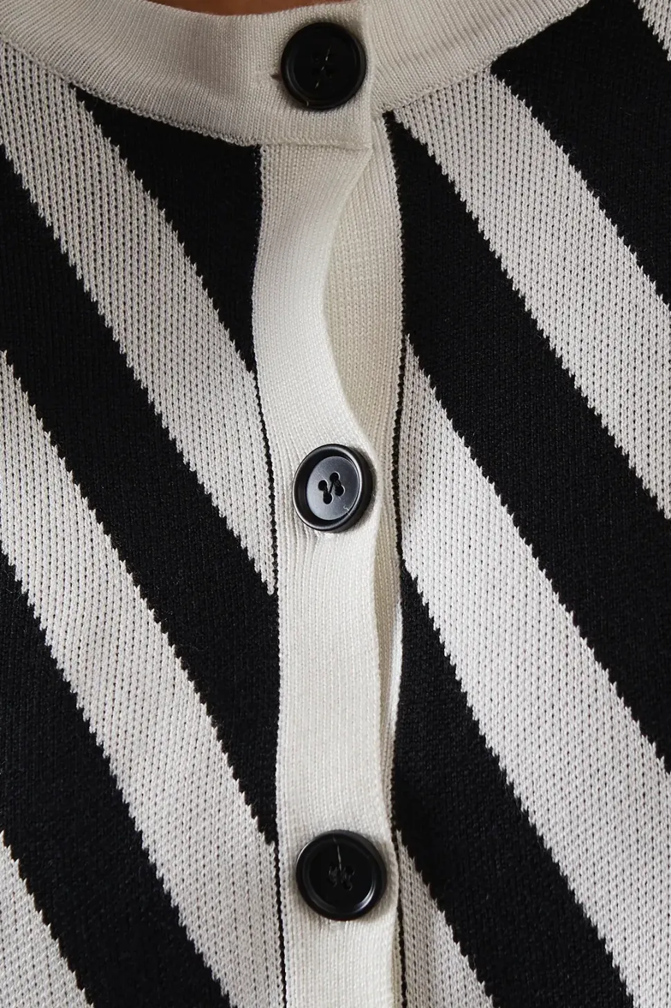 Abstract Stripe Button Down Crop Cardigan