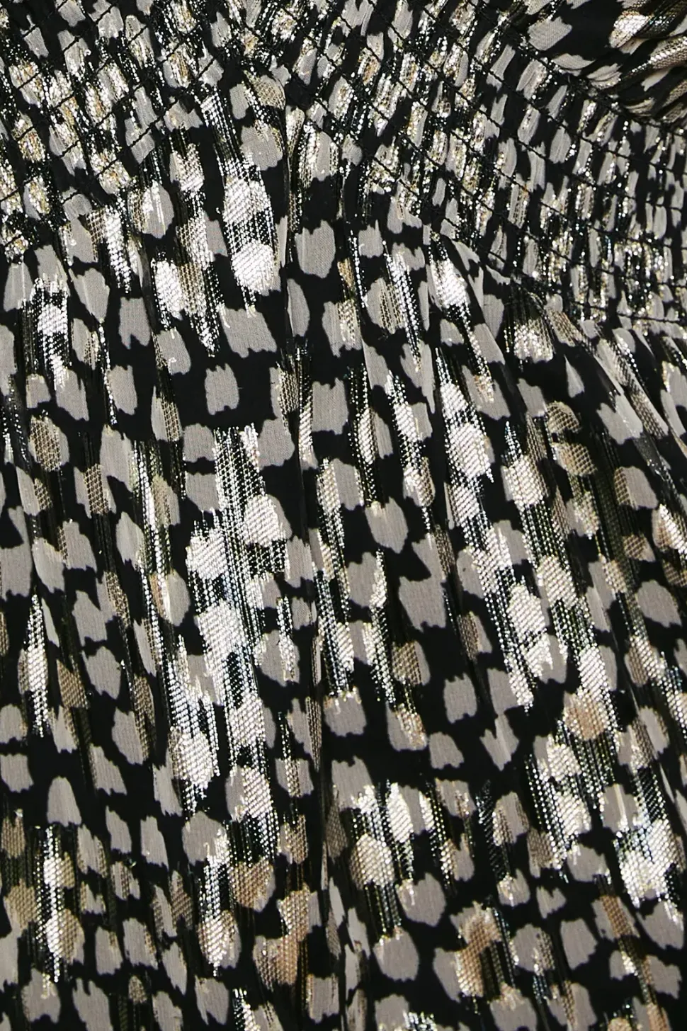 Abstract V Neck Metallic Midi Dress