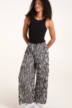 Abstract Zebra Pleated Trousers